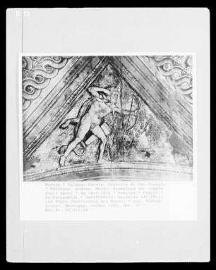 Ausmalung der Camera degli Sposi — Deckenmalereien — Stichkappe mit Szene aus dem Mythos von Herakles: Herakles erschießt Nessus