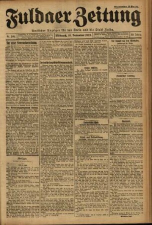 Erste Ausgabe vom Mittwoch, den 19. Dezember 1923.