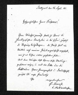 Brief von Ferdinand Krauss