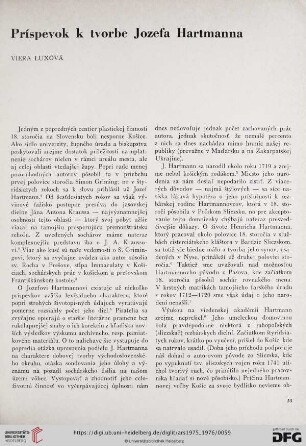 Príspevok k tvorbe Jozefa Hartmanna