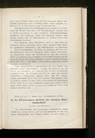 Ist die Zitronensäure wirklich ein normaler Weinbestandteil?