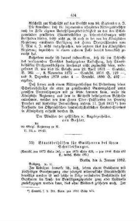 Staatsbeihülfen für Gutsherren bei ihren Schulleistungen : [V. Volksschulwesen]