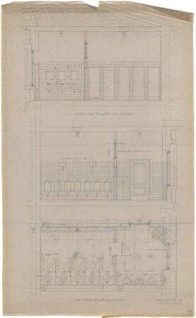 Troost, Paul Ludwig; München, Arcisstr. 12; Führerbau der NSDAP - Herrenabort im 2. Obergeschoss, Südost (Grundriss; Schnitte)