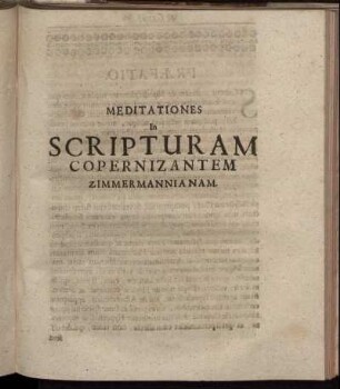 Meditationes In Scripturam Copernizantem Zimmermannianam.
