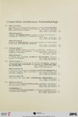 Unser bisher erschienenen Auktionskataloge
