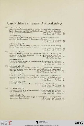 Unser bisher erschienenen Auktionskataloge