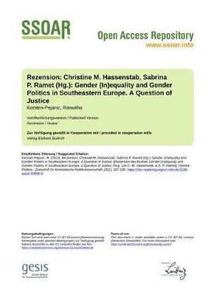 Rezension: Christine M. Hassenstab, Sabrina P. Ramet (Hg.): Gender (In)equality and Gender Politics in Southeastern Europe. A Question of Justice