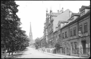 Freiberg. Hornstraße und Jakobikirche