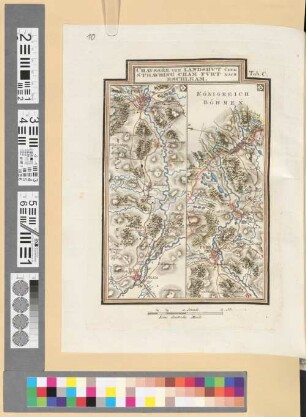 Reise Atlas von Bajern oder Geographisch-geometrische Darstellung aller bajrischen Haupt- und Landstraßen mit den daranliegenden Ortschaften und Gegenden : nebst Kurzer Beschreibungen alles dessen, was auf und an einer jeden der gezeichneten Straßen für den Reisenden merkwürdig seyn kann. [Gewidmet] Joseph August Grafen von Toerring. 48, Chaussée Von Landshut Über Straubing Cham Furt Nach Eschlkam : Tab. C