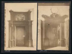 662-663, 662: Inneres Portal mit Hirschkopf. 663: Äussere Ansicht desselben mit H.W. Wappen.