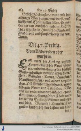 Die 47. Predig. Vom Widerreden oder murhren.