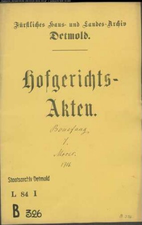 Bonefang, Levi in Horn gegen Arend Moses in Blomberg - Schuldforderung
