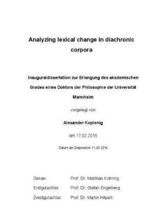 Analyzing lexical change in diachronic corpora