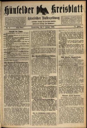Erste Ausgabe vom Donnerstag, den 07. Januar 1926.