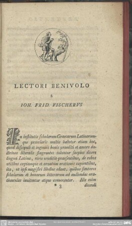 Lectori Benivolo S. Ioh. Frid. Fischerus