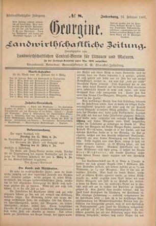 Fünfundfünfzigster Jahrgang. No. 8. Insterburg, 24. Februar 1887.