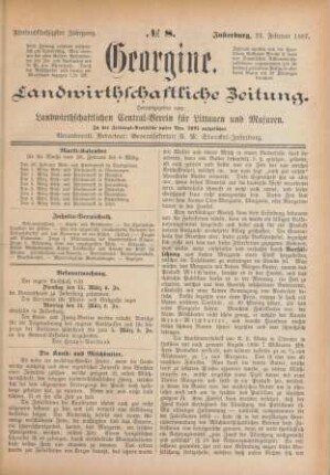 Fünfundfünfzigster Jahrgang. No. 8. Insterburg, 24. Februar 1887.
