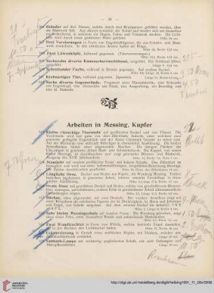 Arbeiten in Messing, Kupfer (Nr. 513-526)