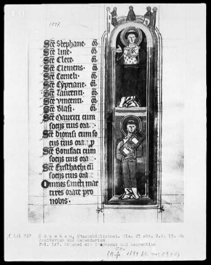 Psalterium mit Kalendarium — Die heiligen Stephanus und Laurentius, Folio 146verso