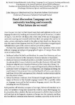 Panel discussion: Language use in university teaching and research: What future do we want?