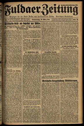 Erste Ausgabe vom Donnerstag, den 26. März 1931.