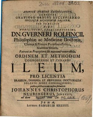Ordinem Et Methodum Cognoscendi Et Curandi Ileum