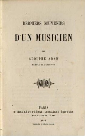 Derniers souvenirs d'un musicien