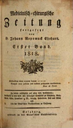 Medicinisch-chirurgische Zeitung. 1818, 1