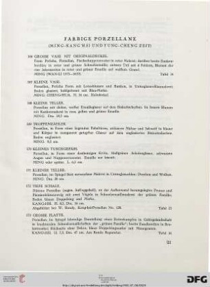 Farbige Porzellane (Ming-Kang’hsi und Yung-Cheng Zeit) (Nr. 166-224)