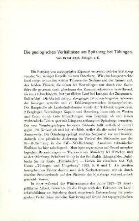 Die geologischen Verhältnisse am Spitzberg bei Tübingen