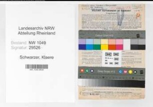 Entnazifizierung Klaere Schwarzer , geb. 09.01.1914 (Kauffrau)