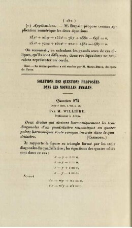 Solution de questions proposées dans les nouvelles annales.