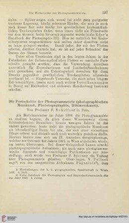 Die Fortschritte der Photogrammetrie (photographischen Messkunst, Phototopographie, Bildmesskunst)