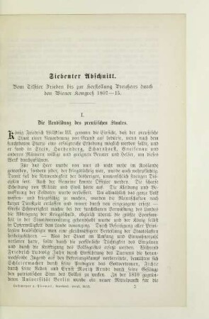 Siebenter Abschnitt. Vom Tilsiter Frieden bis zur Herstellung Preußens durch den Wiener Kongreß 1807 - 15