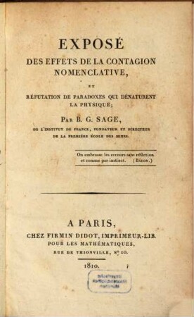 Exposé des effets de la contagion nomenclative