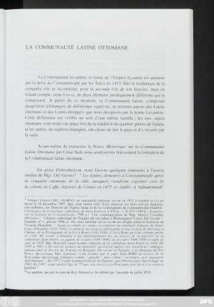 La Communauté Latine Ottomane