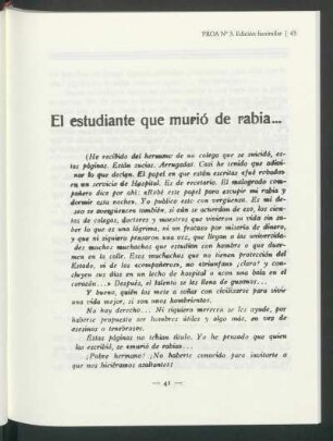 El estudiante que murió de rabia...