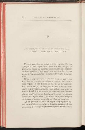 VII. Des occupations de doxi et d'épergos chez les aryas établis sur le haut indus.