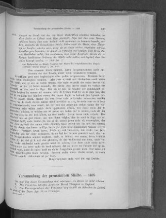Versammlung der preussischen Städte. - 1408.