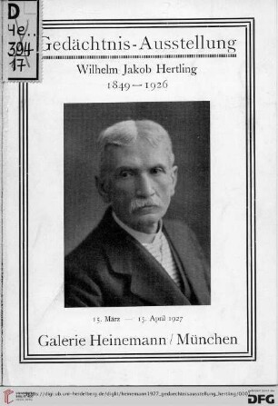 Gedächtnis-Ausstellung Wilhelm Jakob Hertling : 1849-1926
