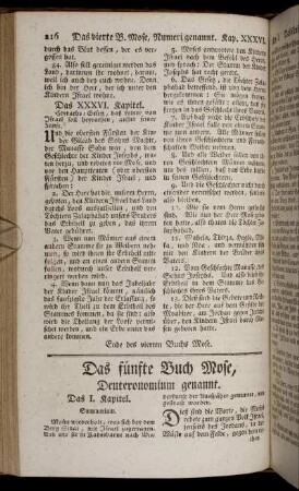 Das fünfte Buch Mose, Deuteronomium genannt.