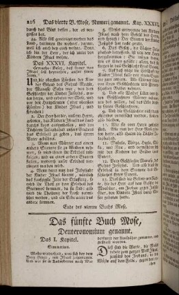 Das fünfte Buch Mose, Deuteronomium genannt.