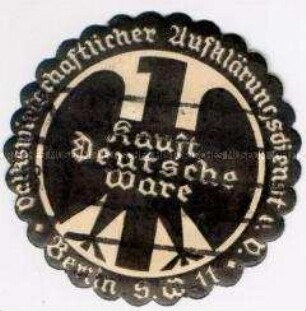Vignette mit der Aufforderung, deutsche Waren zu kaufen
