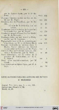 Liste alphabétique des auteurs des notices et mémoires