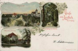 Gruß aus Leutsch bei Leipzig : Villenviertel ; Waldweg bei Leutsch ; Herrenhaus Barneck