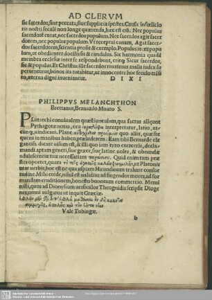 Philippus Melanchthon Brettanus, Bernardo Mauro S.