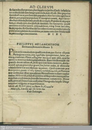 Philippus Melanchthon Brettanus, Bernardo Mauro S.
