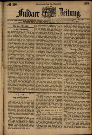 Ausgabe vom Samstag, den 22. November 1884.