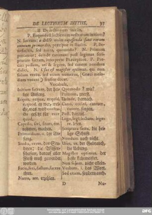 II De Lectionum initiis.