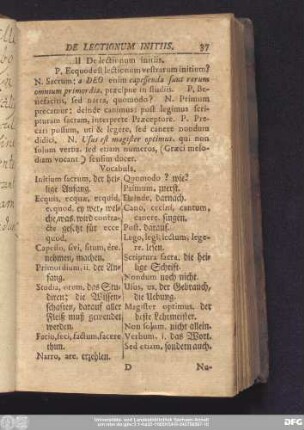 II De Lectionum initiis.
